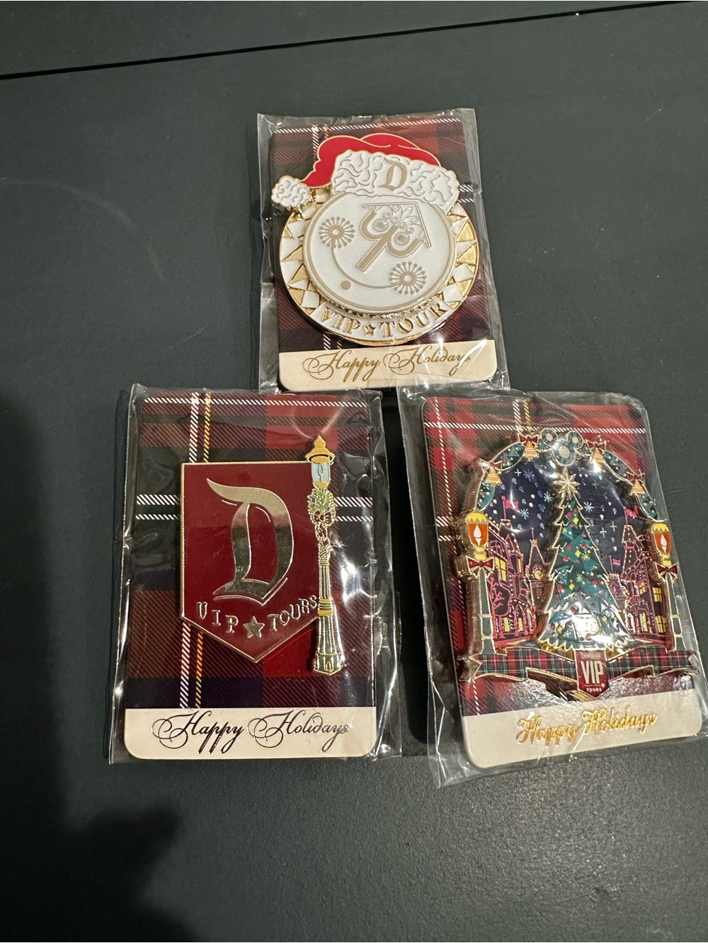 Holiday Disneyland VIP Tour Collectible Pin Set - Red Plaid
